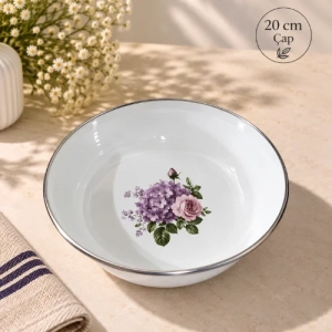 20 cm Emaye muhallebi yemek kahvaltı tabak desenli  Kase , Çukur Tabak, Salata Tabak