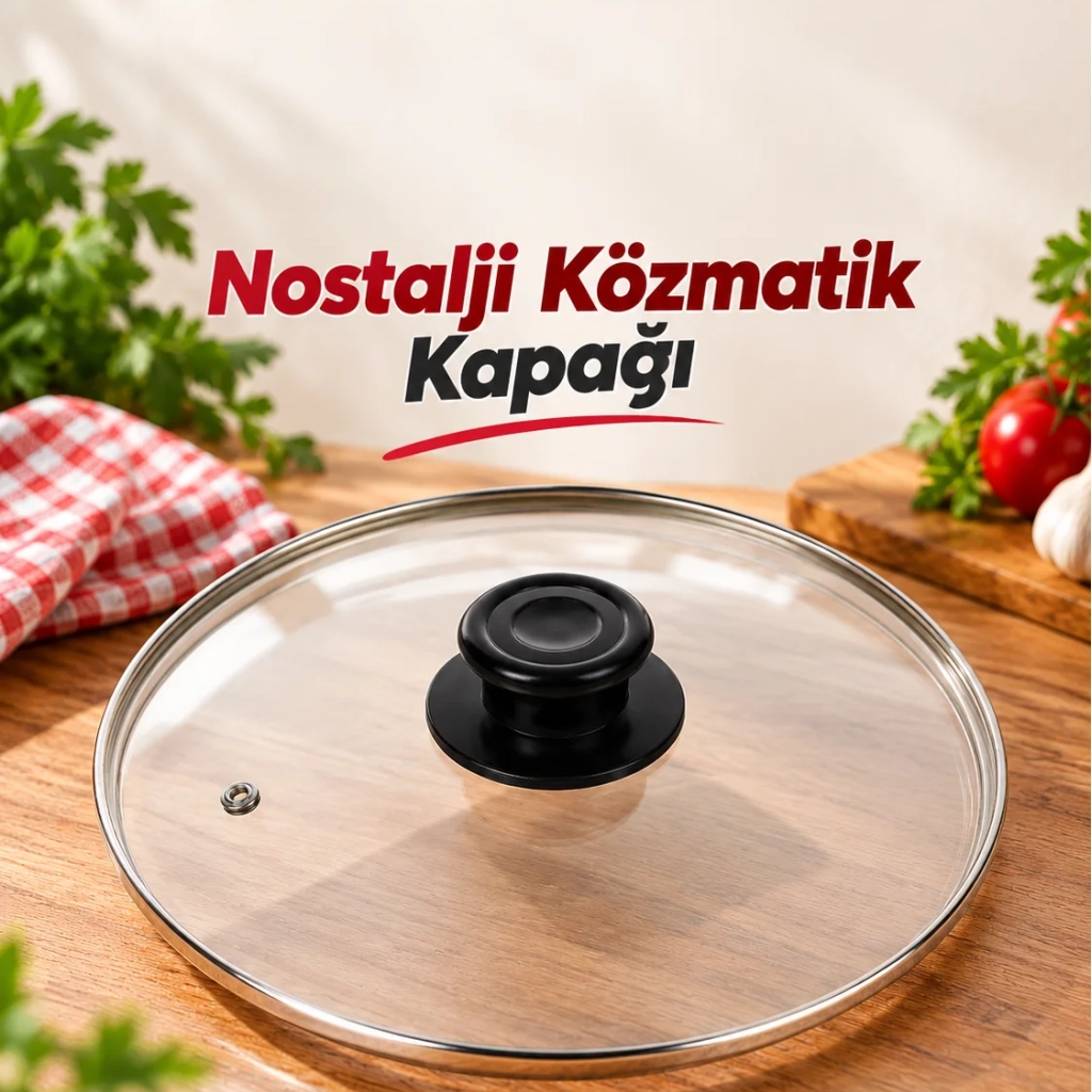 Nostalji Közmatik Tencere Cam Kapak 28 Cm 