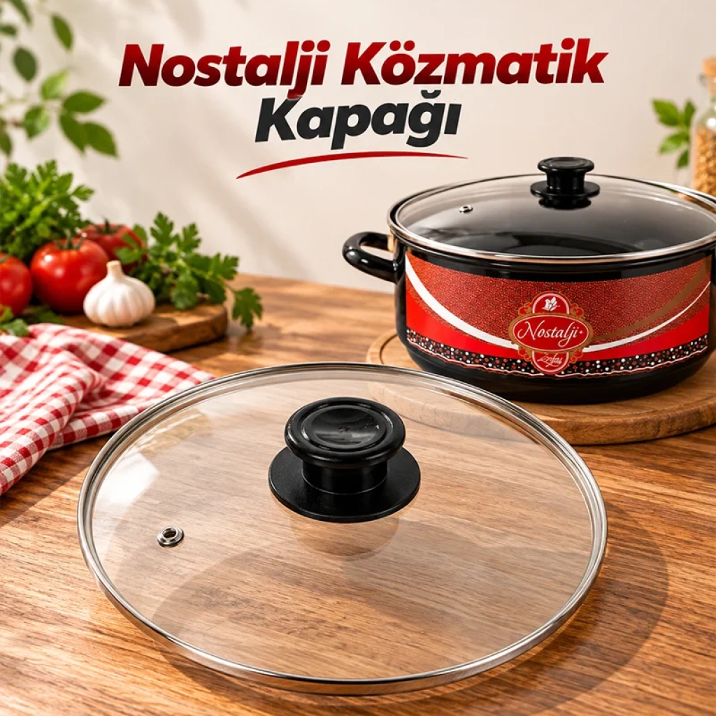 Nostalji Közmatik Tencere Cam Kapak 28 Cm 