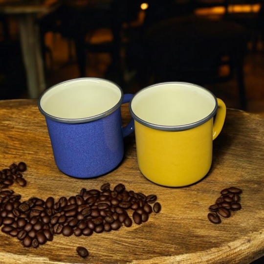 Emaye Kupa 450 Ml Emaye Bardak Kampçı Kupası 2li Set