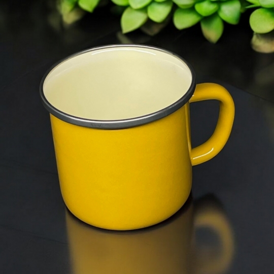Emaye Kupa 450 Ml Emaye Bardak Kampçı Kupası Sarı