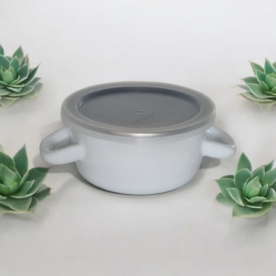 Emaye 12 Cm Çılgın Saklama Kabı Beyaz