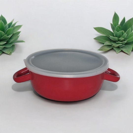 Emaye 18 Cm Çılgın Saklama Kabı Kırmızı