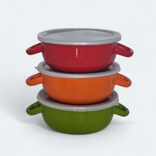 Emaye 18 Cm Çılgın Saklama Kabı 3 lü Set