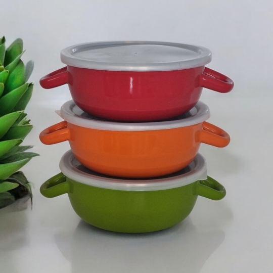 Emaye 18 Cm Çılgın Saklama Kabı 3 lü Set