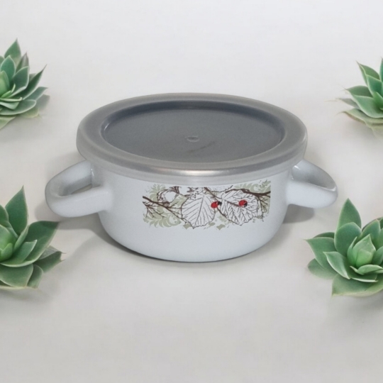 Emaye 12 Cm Çılgın Saklama Kabı Dekorlu