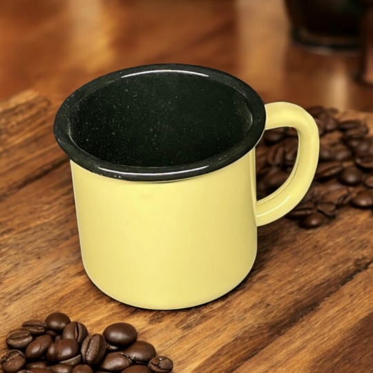 Emaye Kupa 350 Ml Emaye Bardak Kampçı Kupası Krem