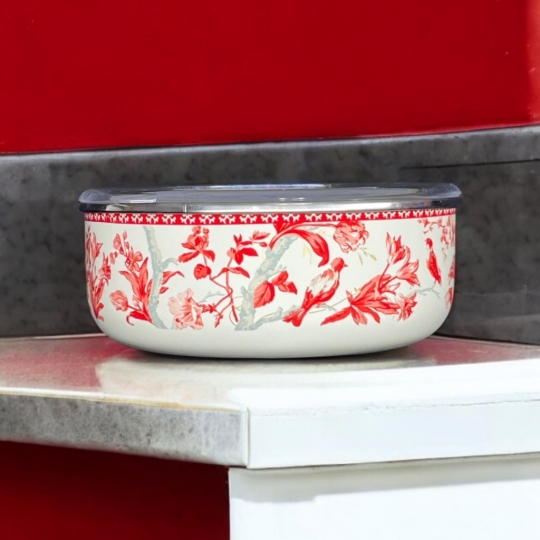Dekorlu Emaye 18 Cm Saklama Kabı