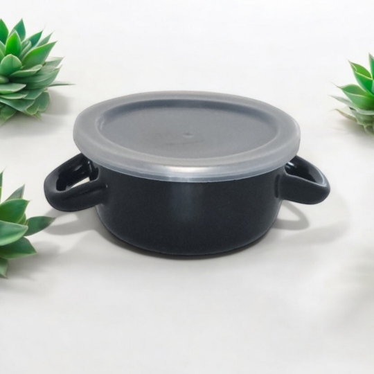 Emaye 12 Cm Çılgın Saklama Kabı Siyah