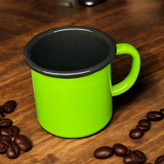 Emaye Kupa 350 Ml Emaye Bardak Kampçı Kupası Yeşil