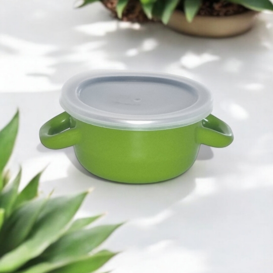 Emaye 12 Cm Çılgın Saklama Kabı Yeşil