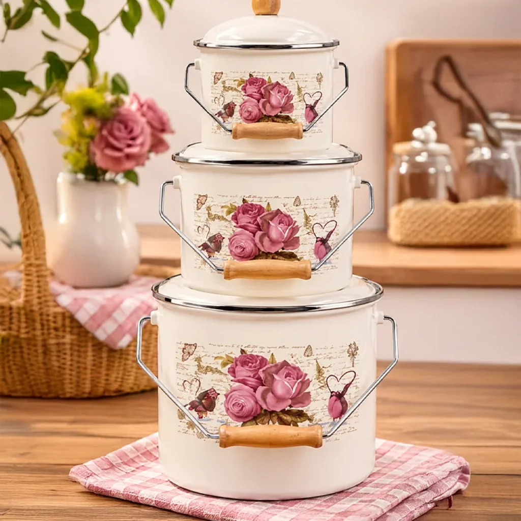 3lü Bakraç Seti 18-20-22 cm Emaye Bakraç 