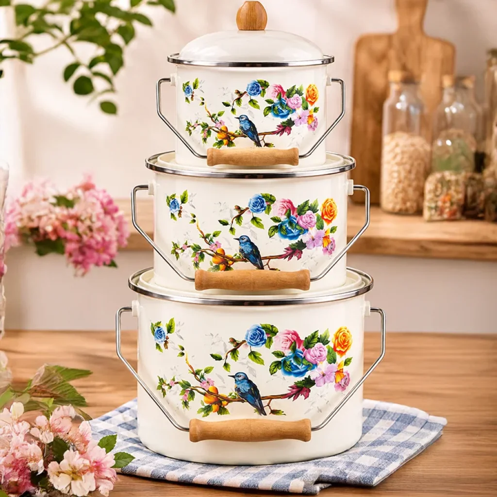 3lü Bakraç Seti 18-20-22 cm Emaye Bakraç 