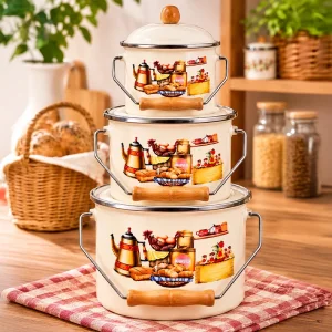 3lü Bakraç Seti 18-20-22 cm Emaye Bakraç 
