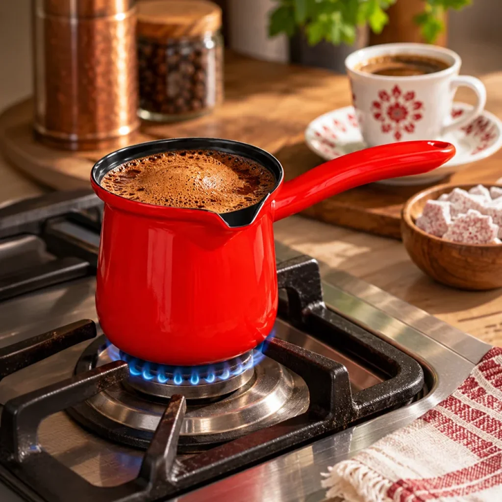 Emaye Cezve 500 ml Kırmızı