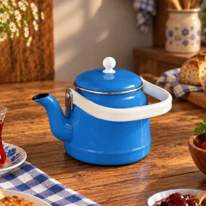 1-1,5-2 litre emaye mavi kahve demlik suluk kettle bitki demklik çaydanlık nostalji çinko vintage