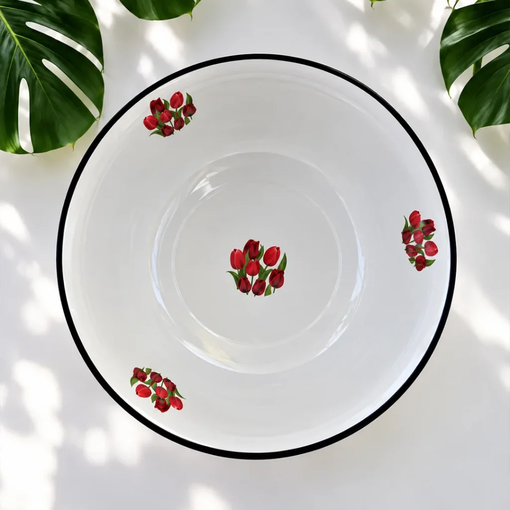 Emaye hamur legeni salata köfte kısır karıştırma kabı derin tabak  3lü set