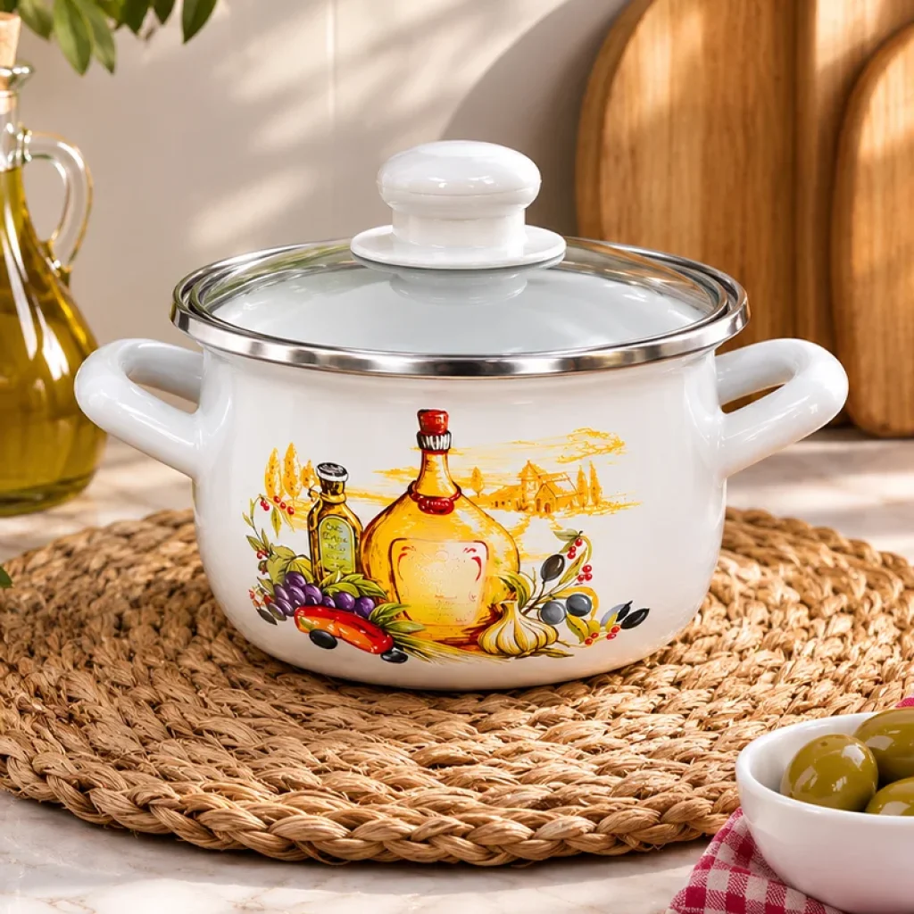 16-18-20-22-24 cm 5lİ set Emaye Tencere Vintage