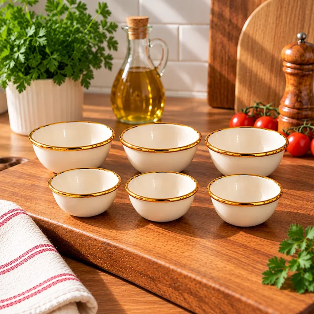 11-13 cm Emaye Gold Detay 6'lı Çorba Kase Hoşaflık Çerezlik
