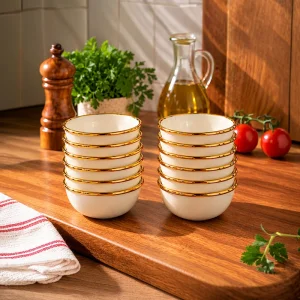 11 cm Emaye Gold Detay 12'li Çorba Kase Hoşaflık Çerezlik