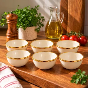 13 cm Emaye Gold Detay 6'lı Çorba Kase Hoşaflık Çerezlik