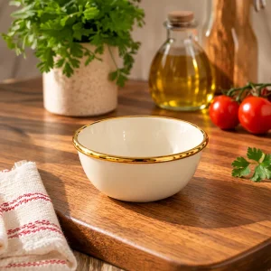 13 cm Emaye Gold Detay Çorba Kase Hoşaflık Çerezlik