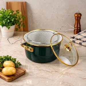 Kızartma Tenceresi 22 Cm Emaye Kızartma Tenceresi Gold Serisi