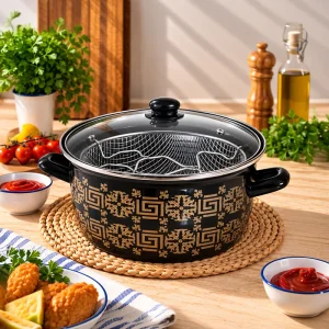 Emaye 22 Cm 4 Litre Fritöz - Cips Tenceresi - Kızartma Tenceresi