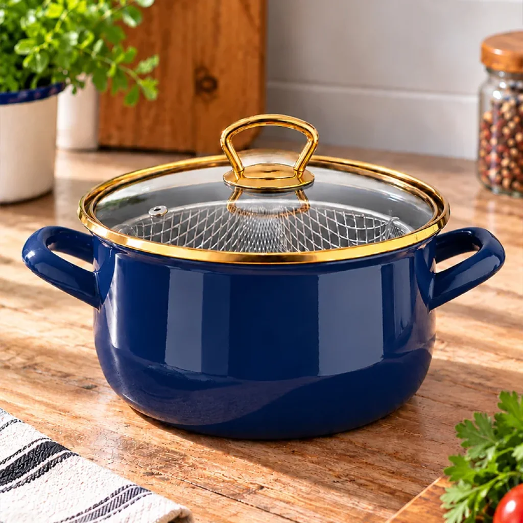 Patates Kızartma Tenceresi Kızartma Tenceresi Emaye Kızartma Tenceresi 22cm 