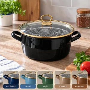 Patates Kızartma Tenceresi Kızartma Tenceresi Emaye Kızartma Tenceresi 22cm 