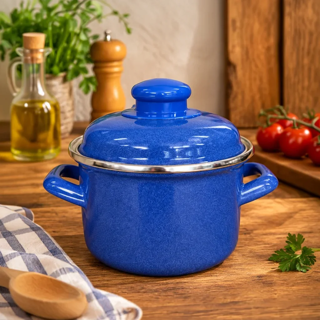 Lüks Emaye Mini Tencere 12cm 900ml TURKUAZ