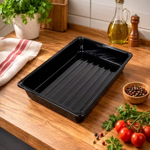 Siyah Emaye Fırın Tepsisi 39x27cm Dikdörtgen Iç Dış Yüzeyi Sağlıklı Emaye Kaliteli Fırın Tepsisi