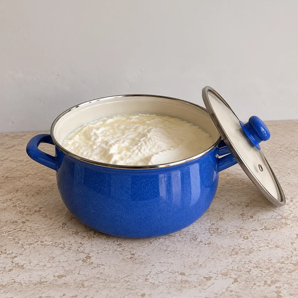 QUSSİNE 24 CM emaye kızartma yoğurt tenceresi 5.5 litre mavi